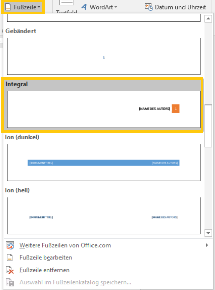 Kopf- und Fußzeile in Word-Dokument einfügen und entfernen