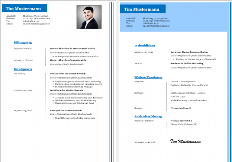 Kostenlose Lebenslaufvorlagen zum herunterladen - Office-Lernen.com