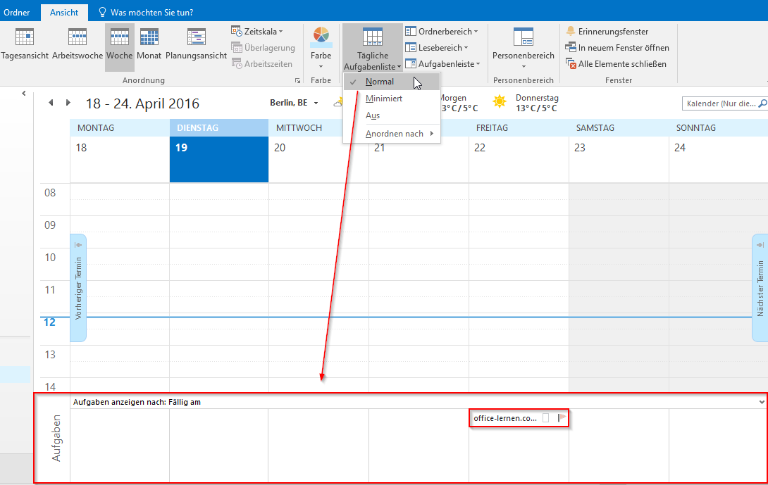 Aufgabenverwaltung Mit Outlook Office Lernen Com