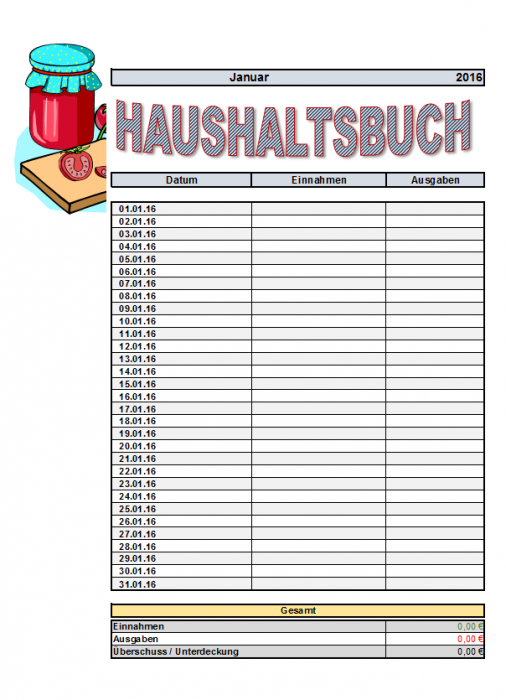 Haushaltsbuch Einfach
