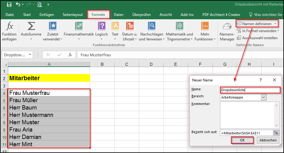 Excel Dropdown Liste Erstellen Bearbeiten Und L Schen Office Lernen Com