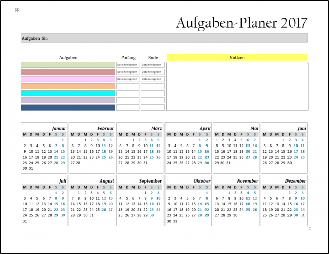Aufgaben-Planer 2017