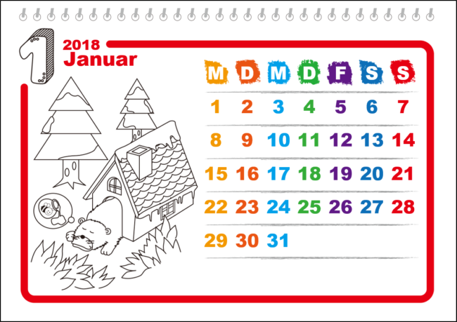 Bunter Ausmalkalender 2018