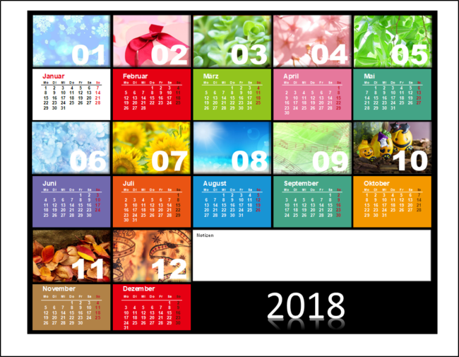 Bunter Jahreskalender 2018