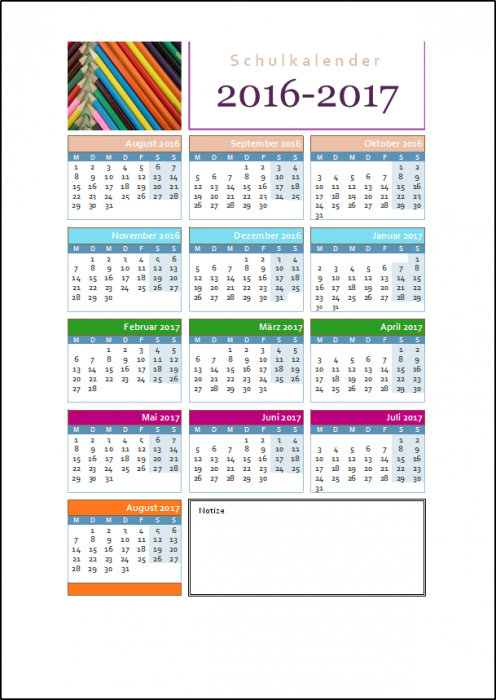 Jahresschulkalender 2016-2017