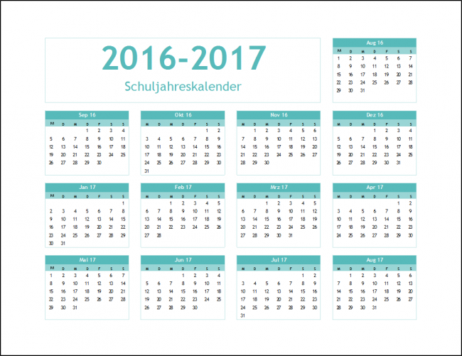 Schuljahreskalender 2016-2017