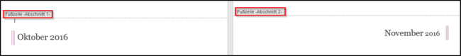 Ansicht verschiedene Fußzeilen