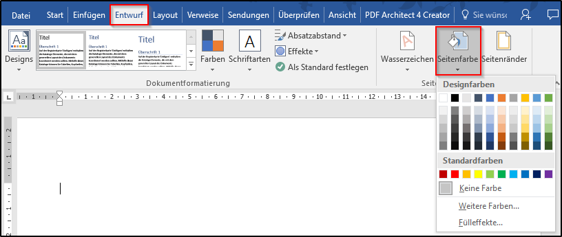 Wie Kann Ich In Word Eine Seite Farbig Machen Office Lernen Com