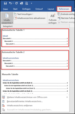 Inhaltsverzeichnis erstellen
