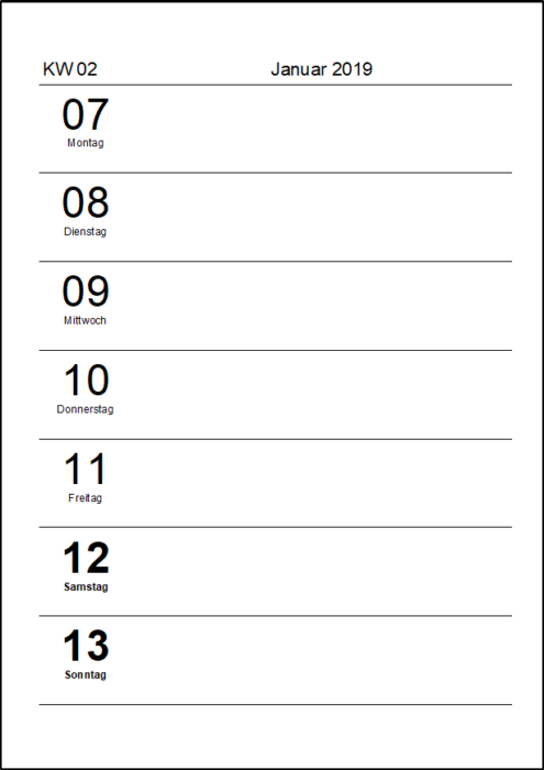 Buchkalender 2019