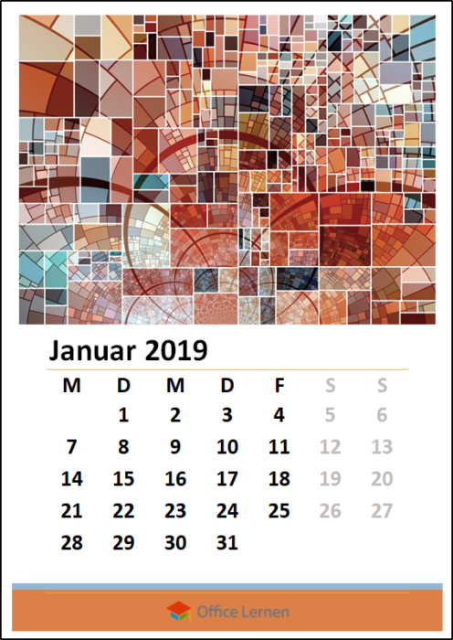 Orange Monatskalender 2019