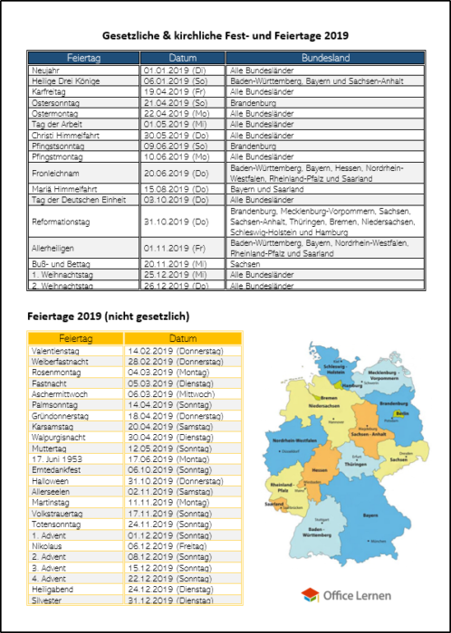 Feiertage 2019