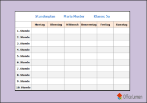Kostenlose Stundenplanvorlagen - Office-Lernen.com