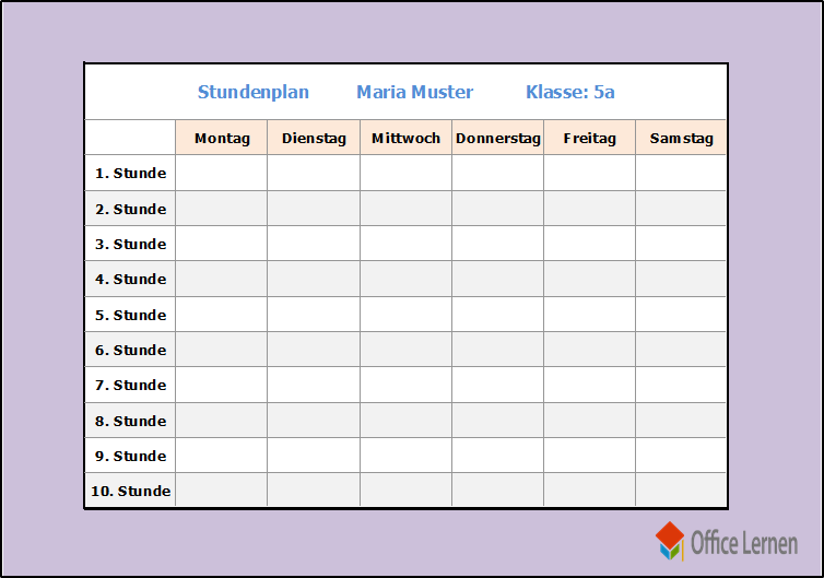 Stundenplan Lila - Office-Lernen.com