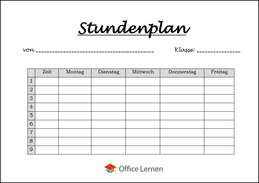 Kostenlose Stundenplanvorlagen Office Lernen Com