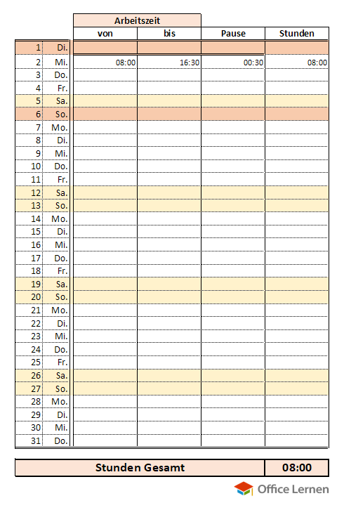 Excel Arbeitszeitnachweis Vorlagen 2020 Excel Stundenzettel