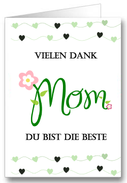 Grußkarte zum Muttertag Herzen Grün