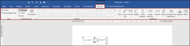 Formeltool Entwurf