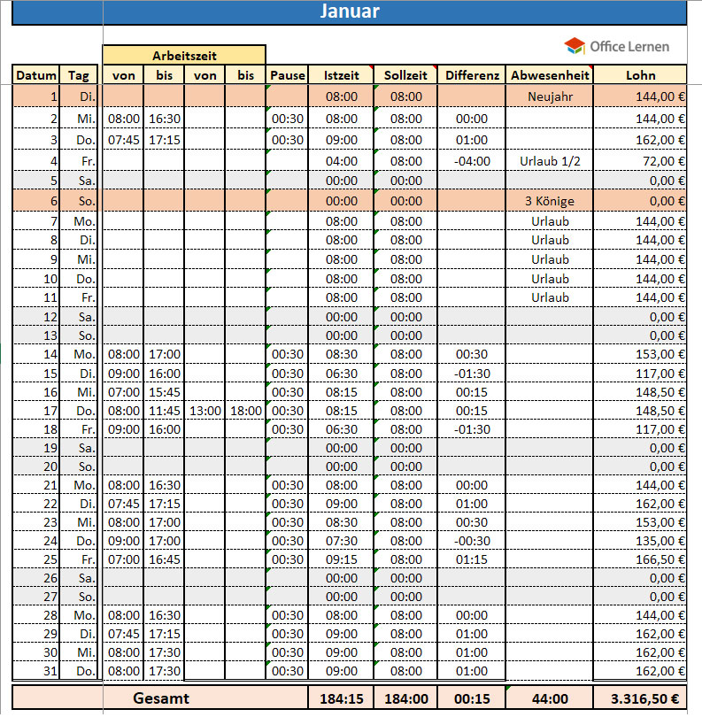 Excel Arbeitszeitnachweis Vorlagen Excel Stundenzettel