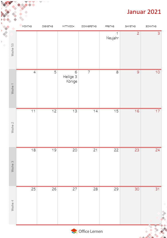 Kostenlose Kalendervorlagen 2021 für Word und Excel ...