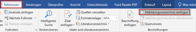 Abbildungsverzeichnis einfügen