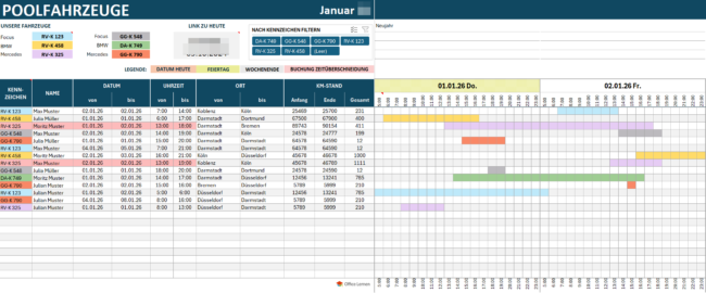 Belegungsplan Fahrzeuge