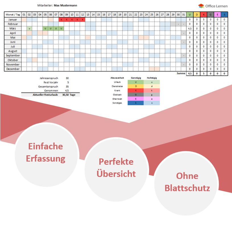 Kostenlose Excel Urlaubsplaner Vorlagen 21 Office Lernen Com