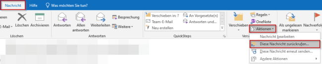 Email zurückrufen