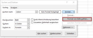 Format von Zelle wählen