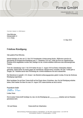 Kündigungsschreiben Vorlagen und Muster