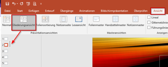 Gliederungsansicht