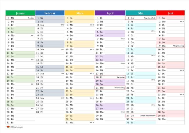 Halbjahreskalender-Bunt-mit-KW-und-Feiertagen