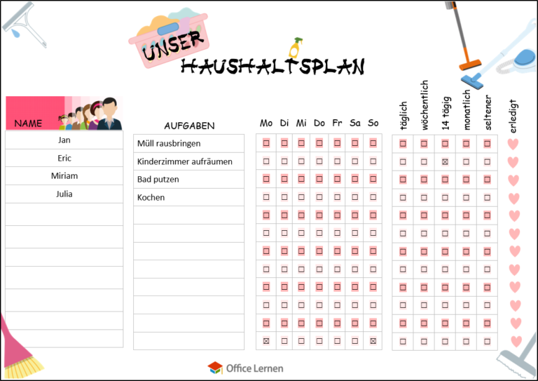 Kostenlose Haushaltsplan Vorlagen - Office-Lernen.com