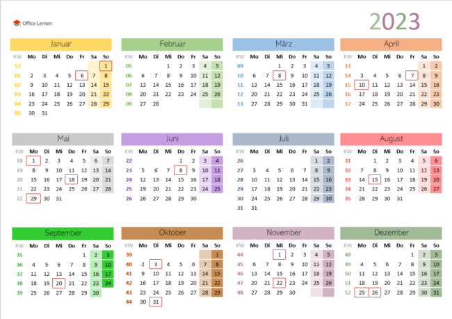 Jahreskalender Bunt 2023
