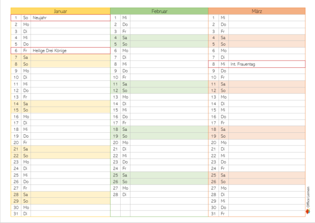 Kalender Farbenfroh (4 Seiten) 2023