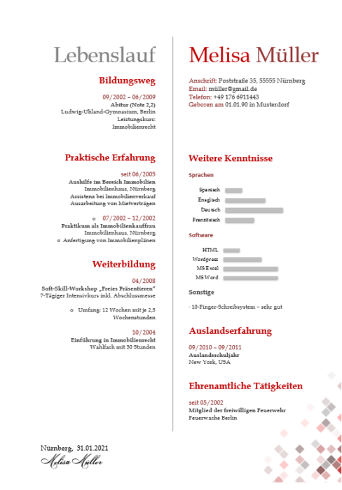 Lebenslauf Modern