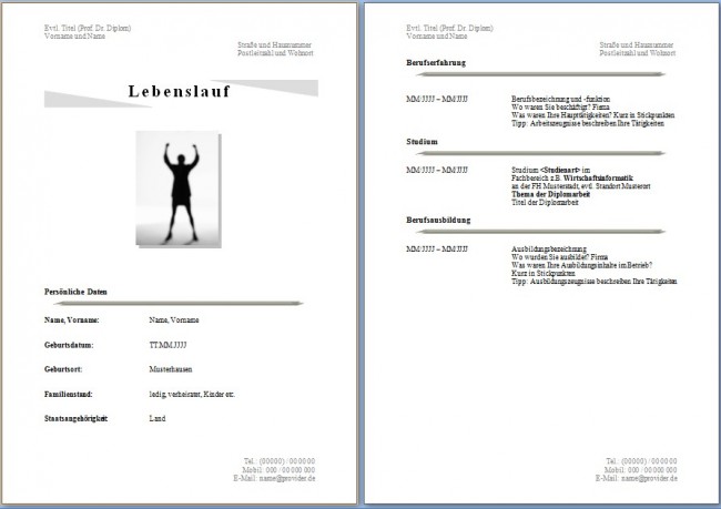 Lebenslauf Vorlage