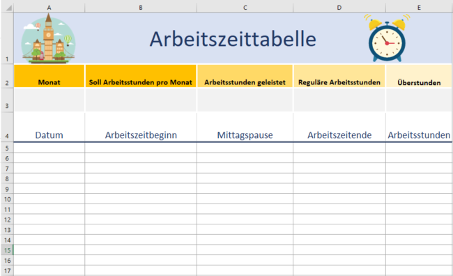 Meine Arbeitszeittabelle