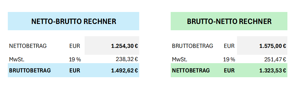 Netto Brutto Rechner Office Lernen