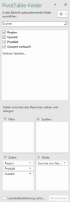 PivotTable Felder