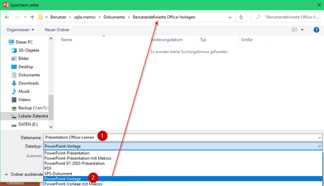Präsentationsvorlage speichern