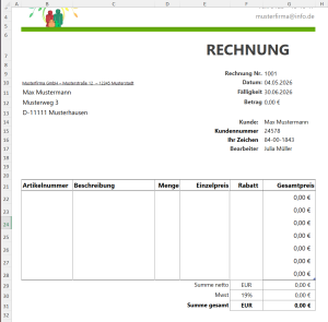 Rechnungstabelle erstellen