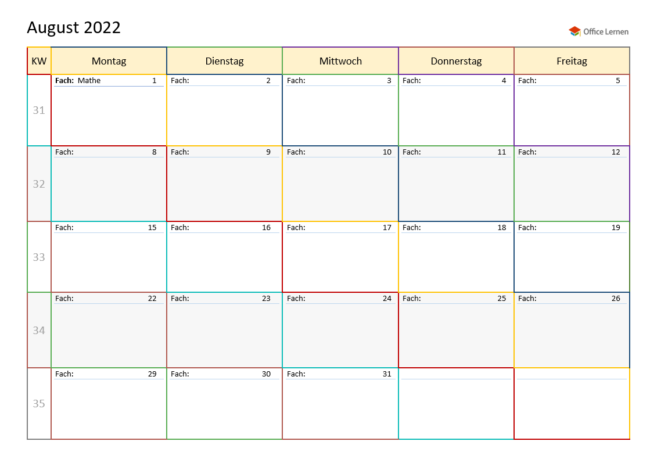 Schulkalender Bunt 2022-2023