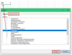 Sonderzeichen einfügen