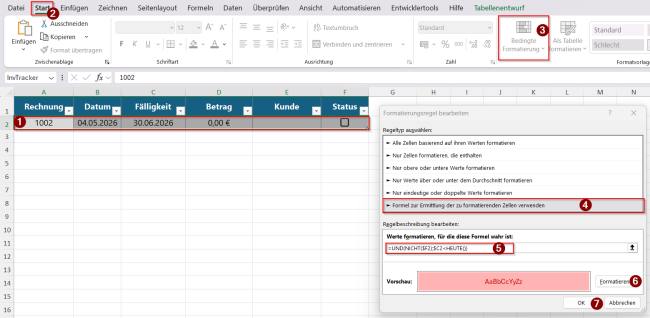Status formatieren
