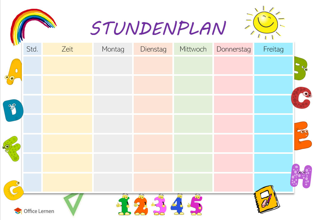 Free Printable Stundenplan