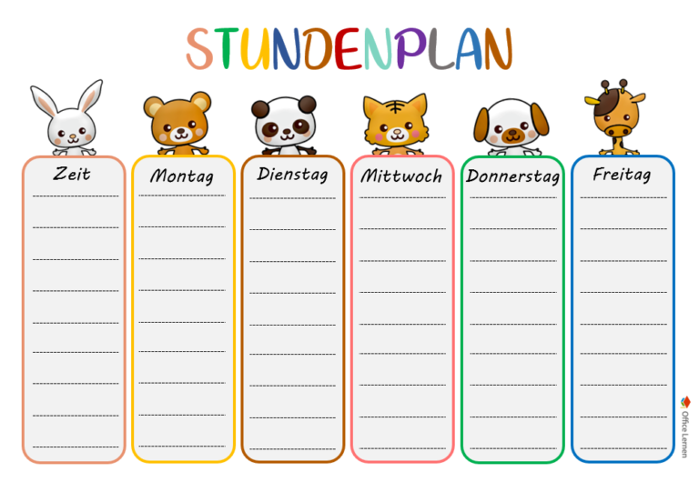 Kostenlose Stundenplanvorlagen - Office-Lernen.com