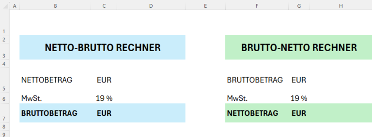 4100 Brutto In Netto Steuerklasse 1 Excel Netto-Brutto und Brutto-Netto Rechner: Einfach Rechnungen