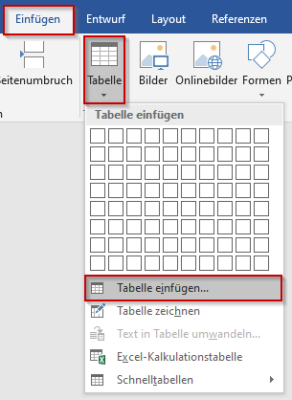 Tabelle einfügen