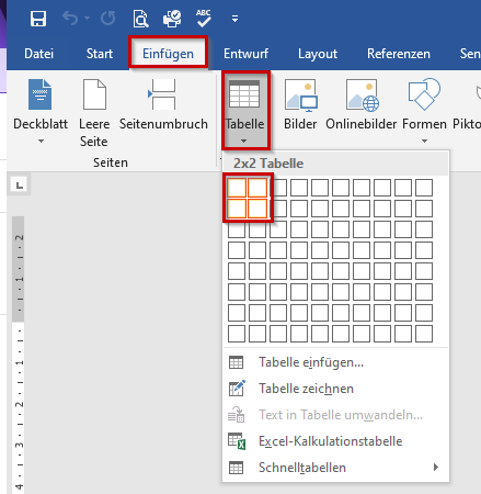 Die Richtlinien für die Breite einer Word-Tabelle